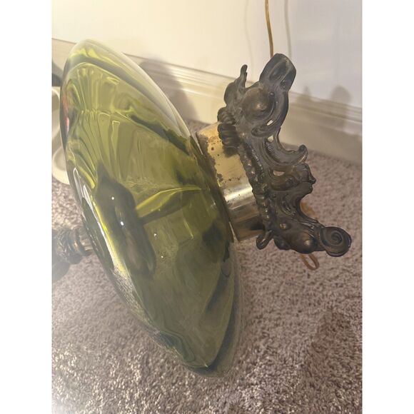 Stiffel Mid-Century Green Glass Table Lamp 35" - Picture 4 of 4